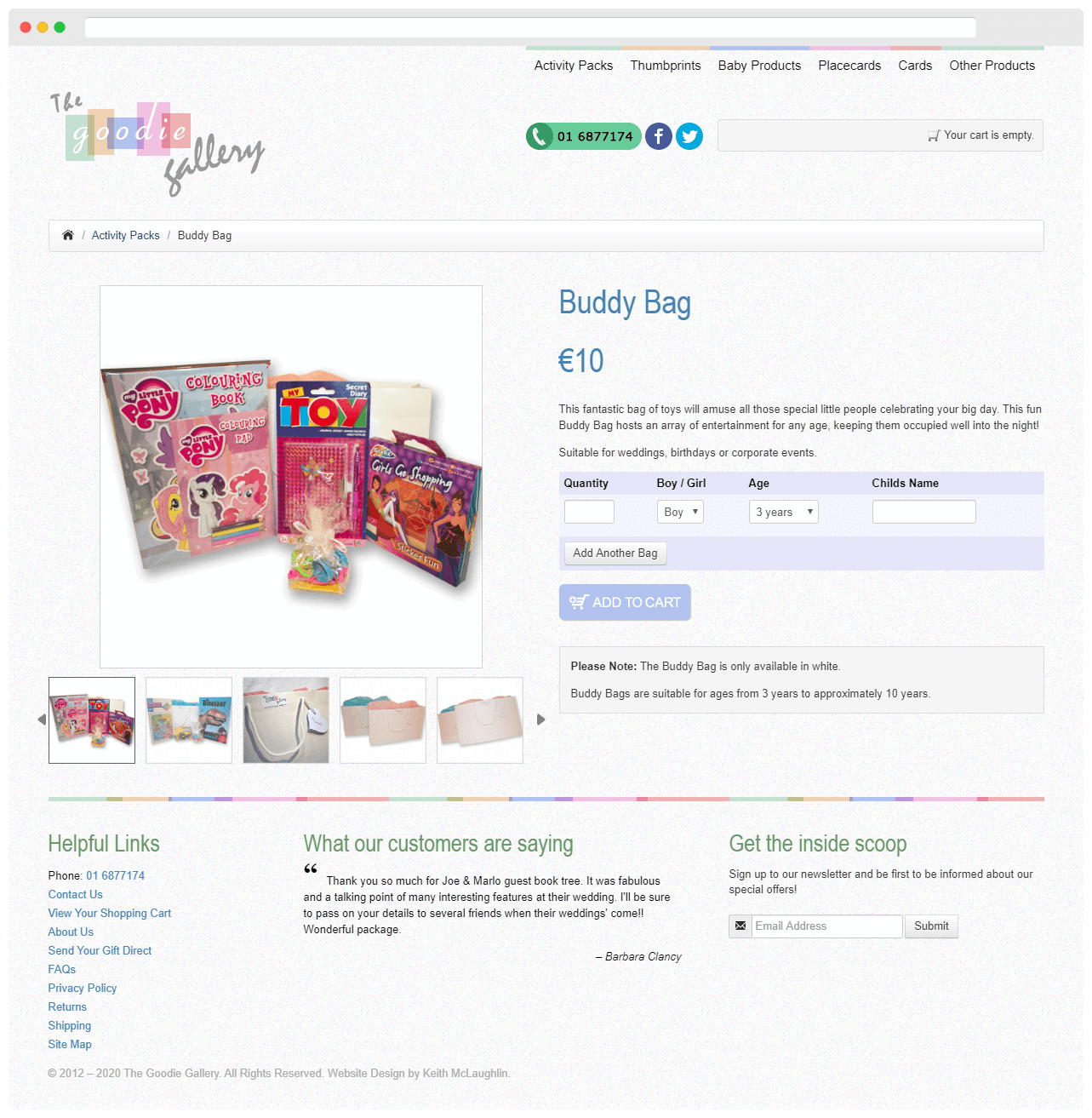 The Goodie Gallery Buddy Bags Page