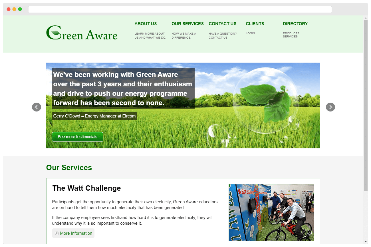 Green Aware Homepage